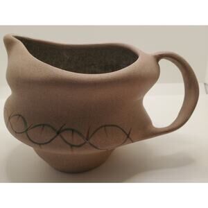 Studio Pottery Pitcher Southwest Assymetrical Glazed Inside Hand Painted